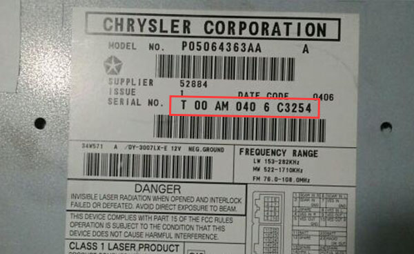 autoradio code Chrysler 300C gratuit