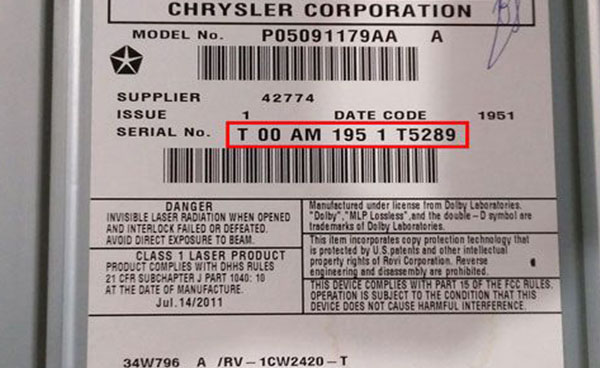 autoradio code Chrysler Pt Cruiser gratuit