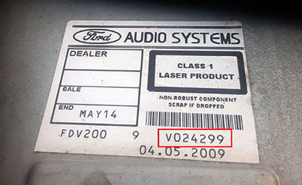 autoradio code Ford Sony CD132 gratuit