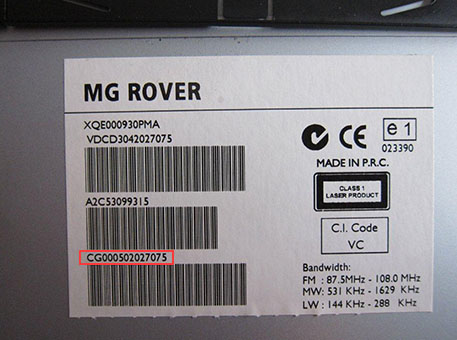 autoradio code Rover & MG gratuit